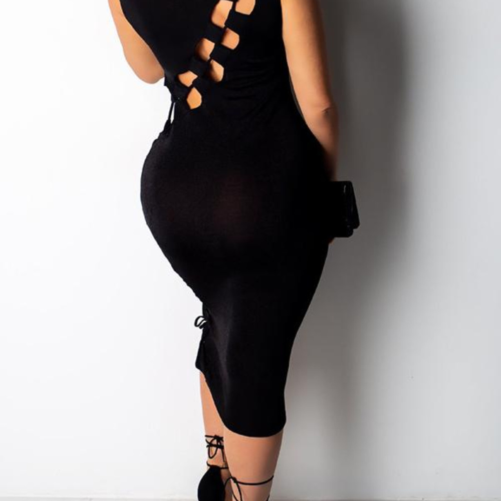 Casual Lace-up Hollow-out Black Mid Calf Dr